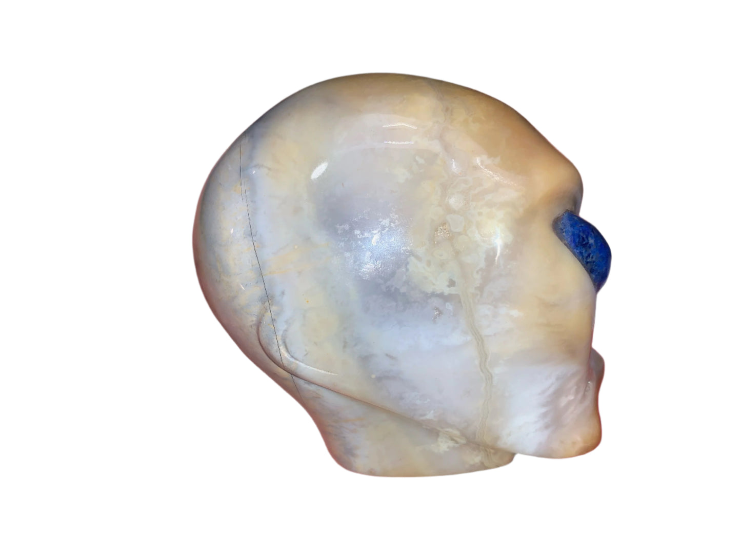 Ser estelar de ágata dendrítica cornalina de 4,1" con ojos de lapislázuli