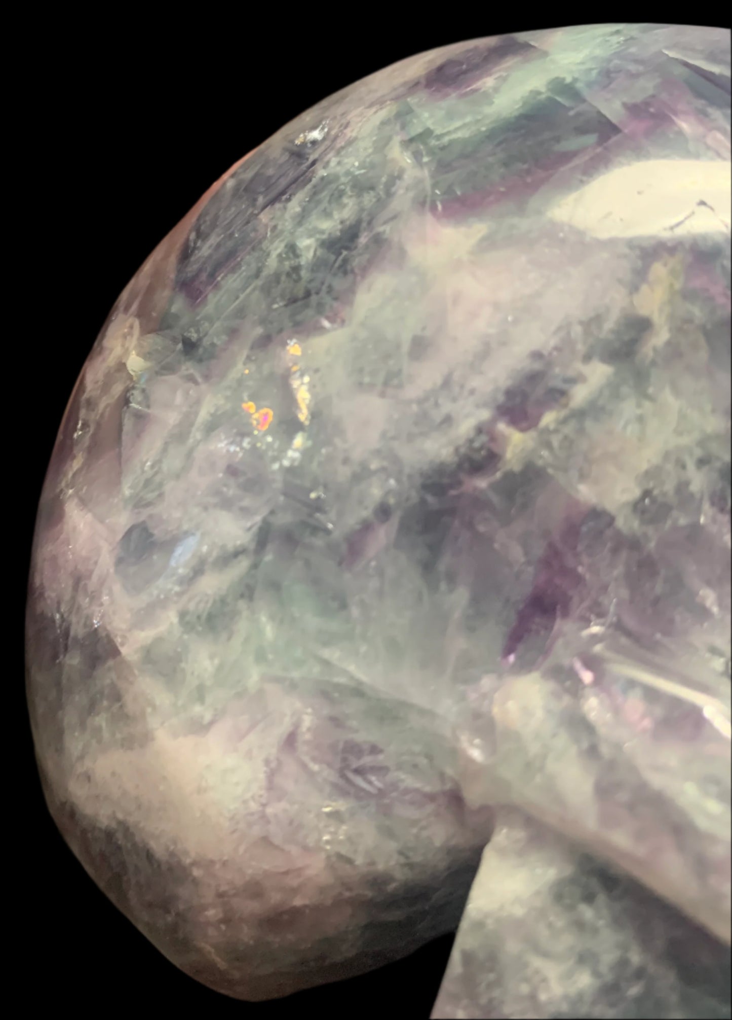 6" Rainbow Fluorite Skull w/ Rainbows