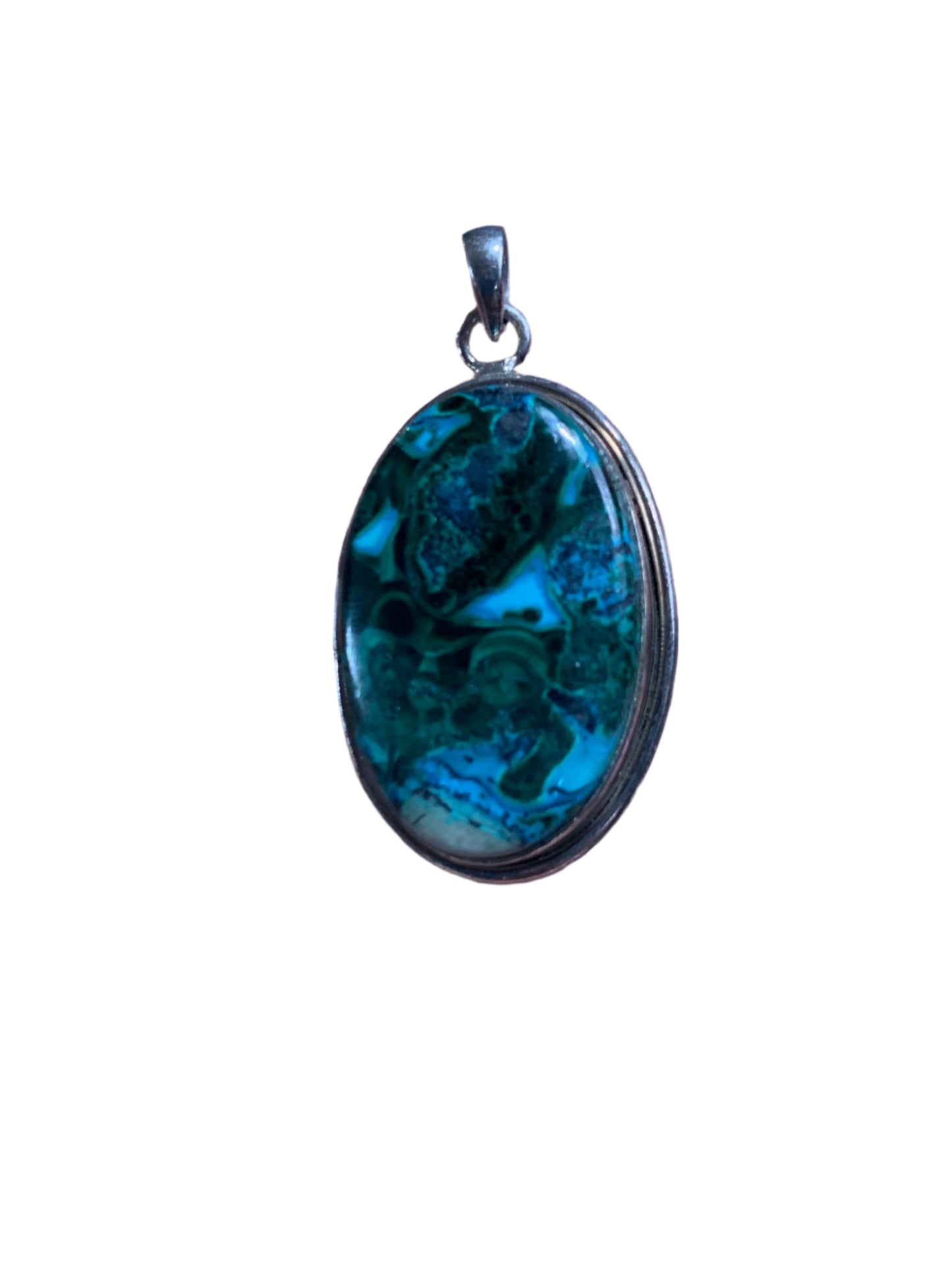 Chrysocolla Malachite Pendant in Sterling Silver