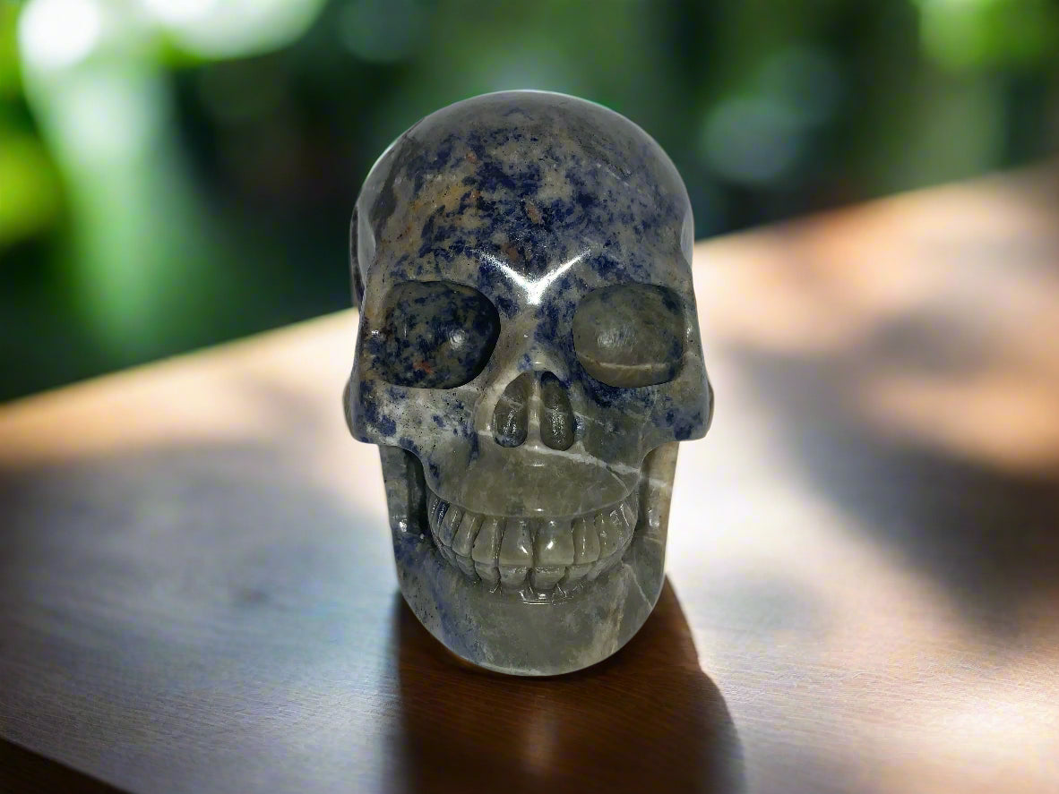 Calavera de sodalita al atardecer de 4,1"