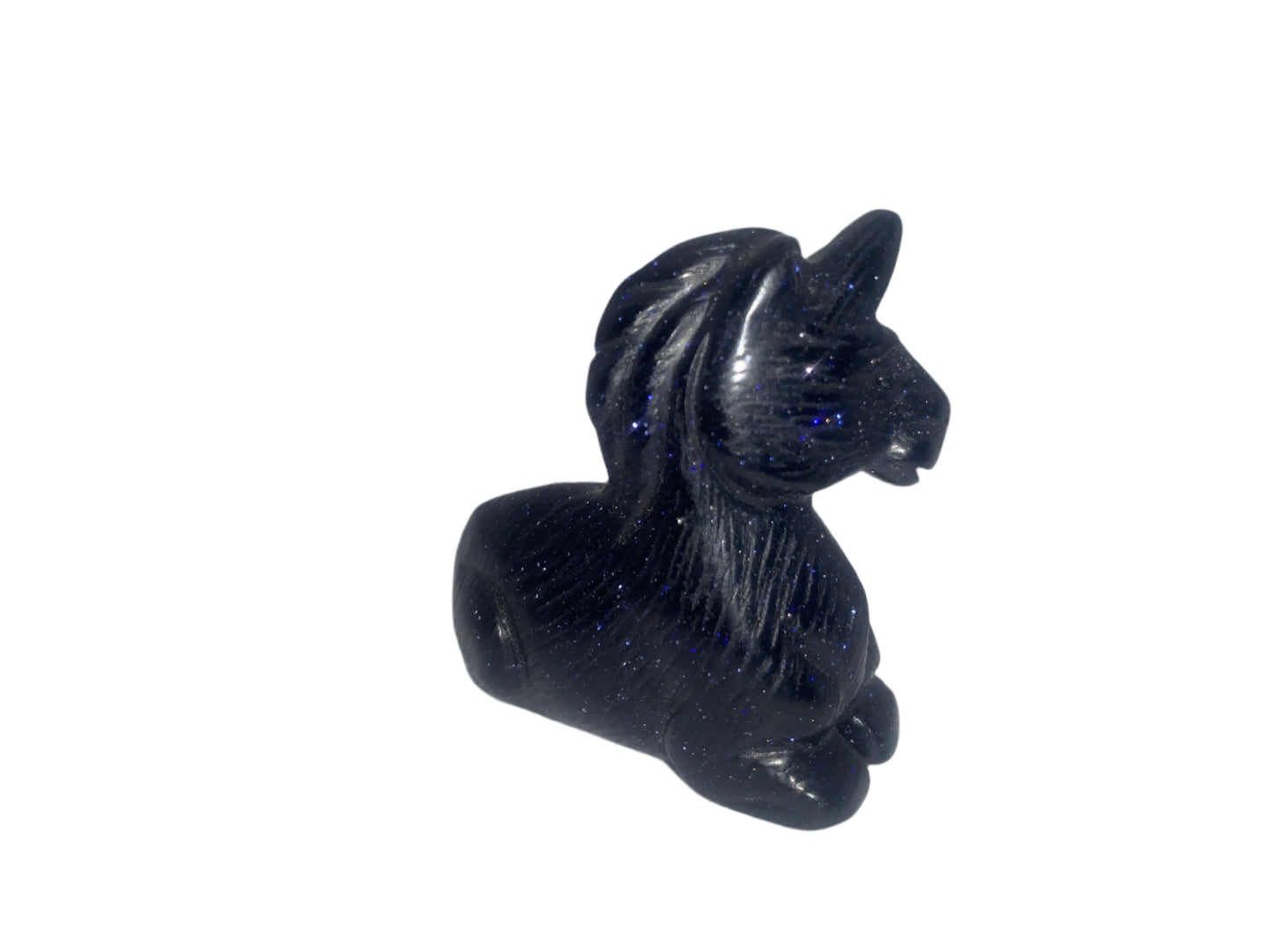 Unicornio de piedra dorada azul de 1,9"