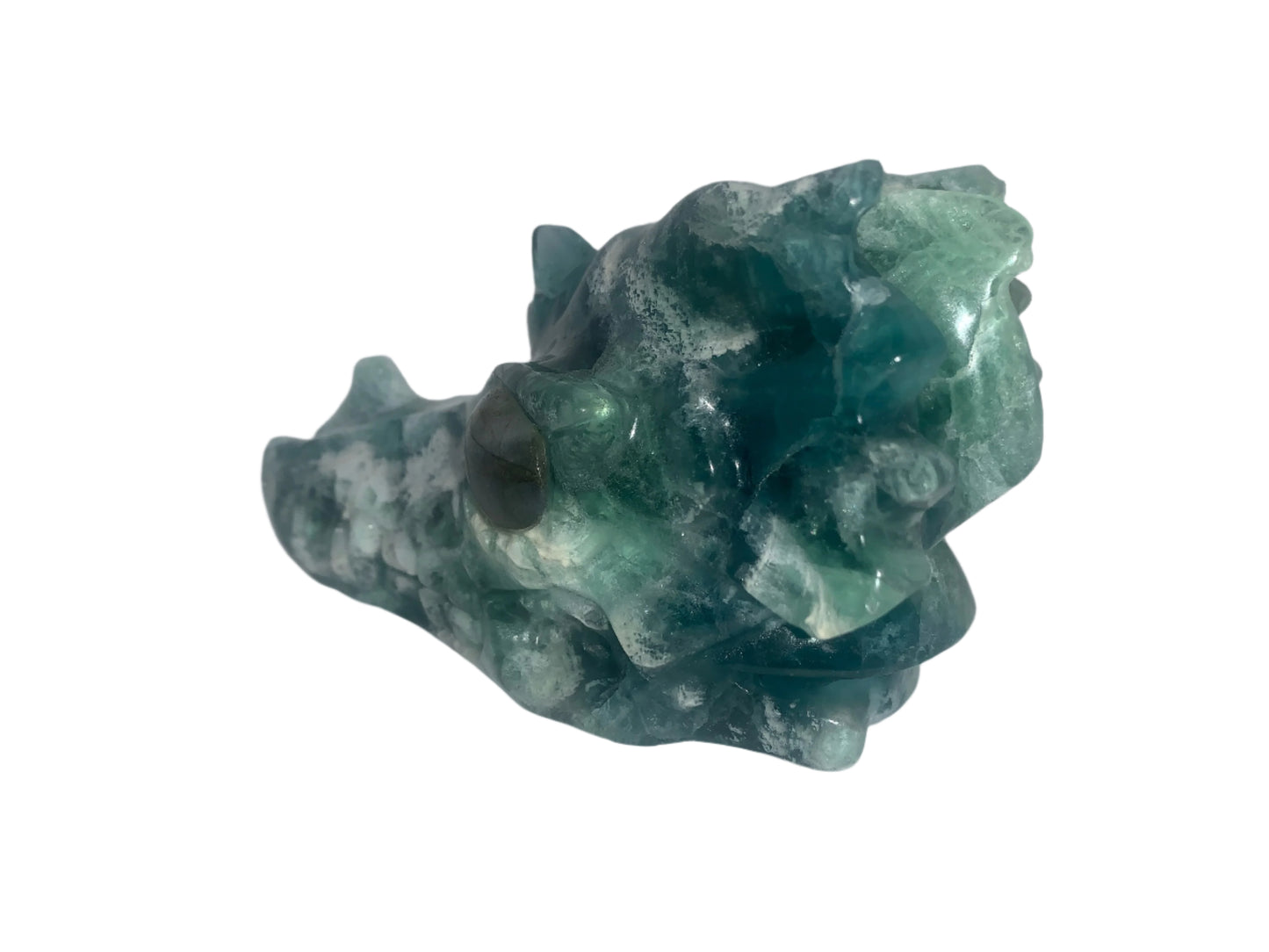 5.4" Fluorite Dragon Skull w/ Labradorite Eyes