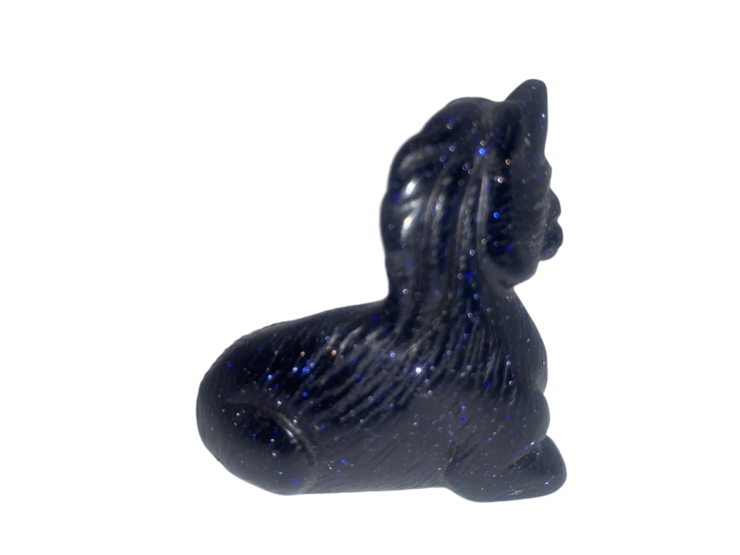 Unicornio de piedra dorada azul de 1,9"