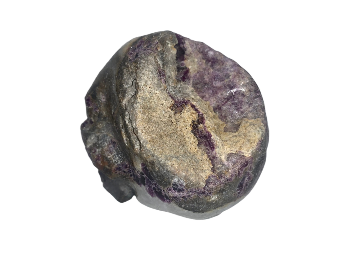 Cráneo de fluorita y cuarzo morado de 4,1" con pirita