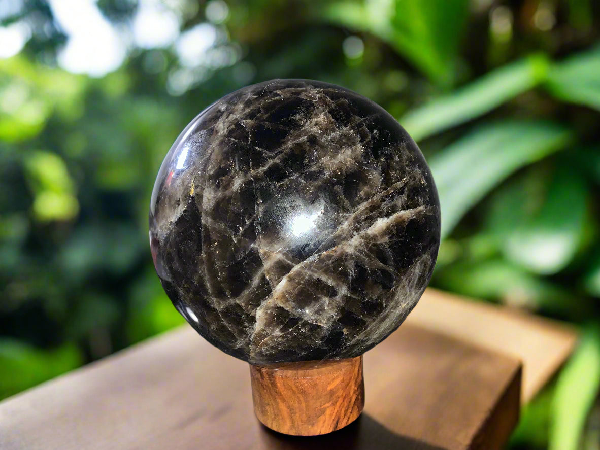 4.4" Morion Quartz Sphere w/ Rainbows