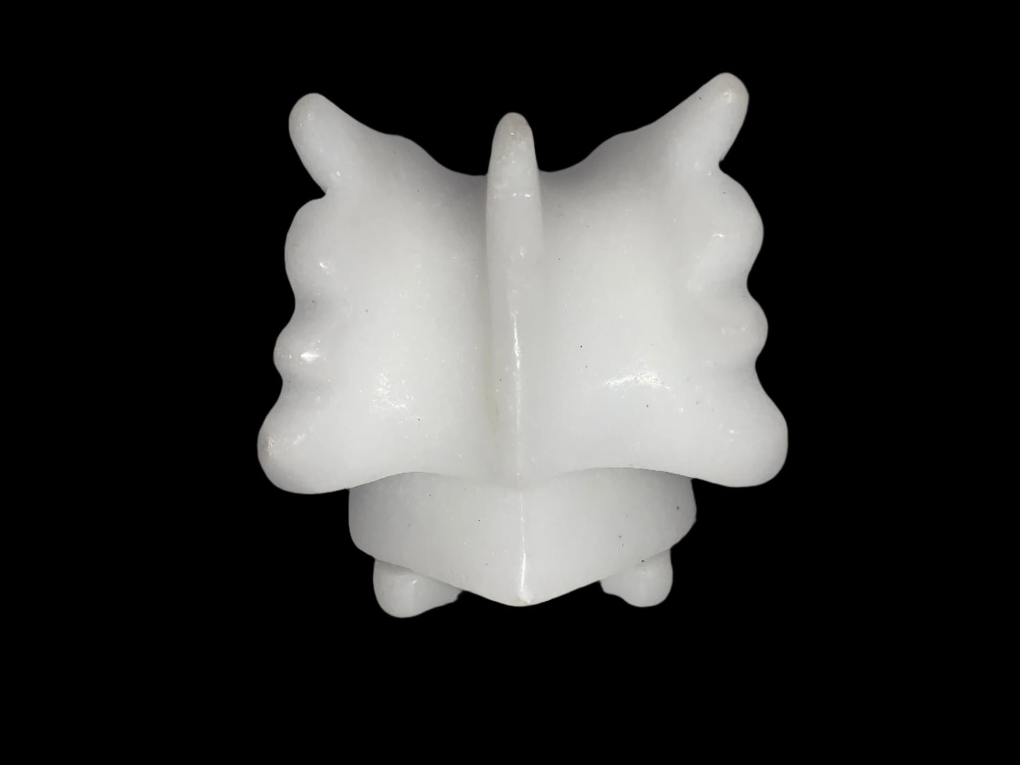Cráneo de dragón de jade blanco de 5,5" con ojos de labradorita