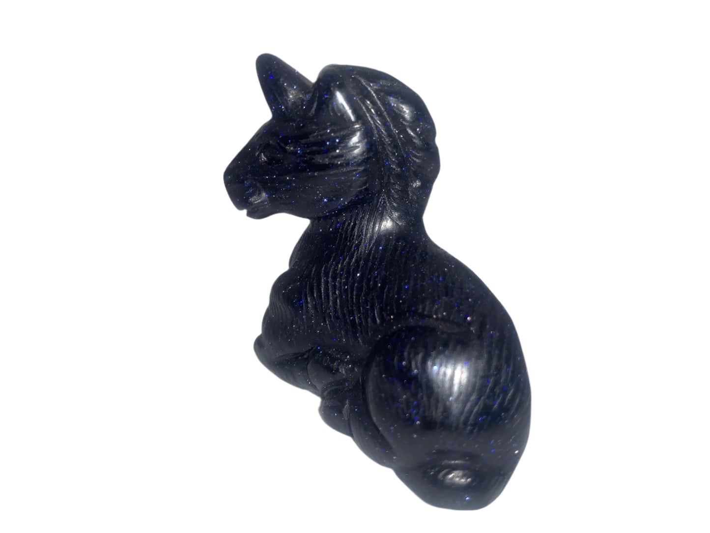Unicornio de piedra dorada azul de 1,9"