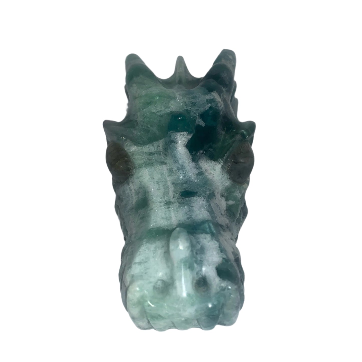 5.4" Fluorite Dragon Skull w/ Labradorite Eyes