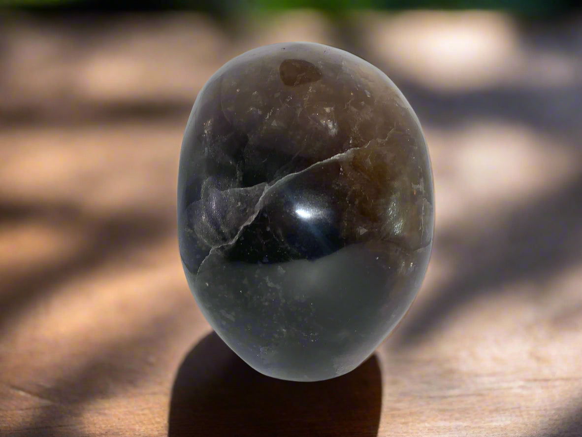 6.4" Rainbow & Black Fluorite Skull w/ Rainbows
