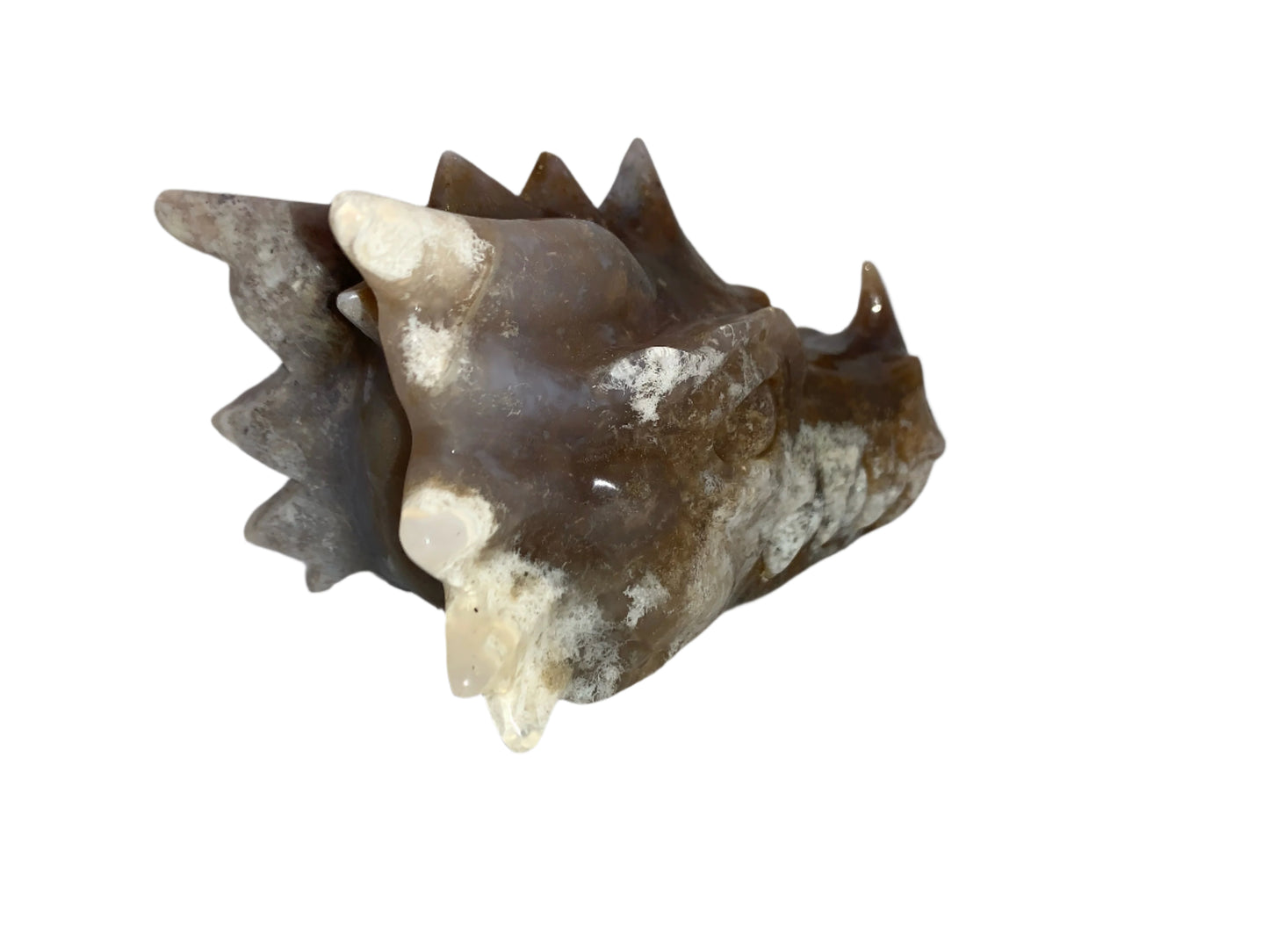Ágata musgosa de 6,2" con dragón de calcedonia