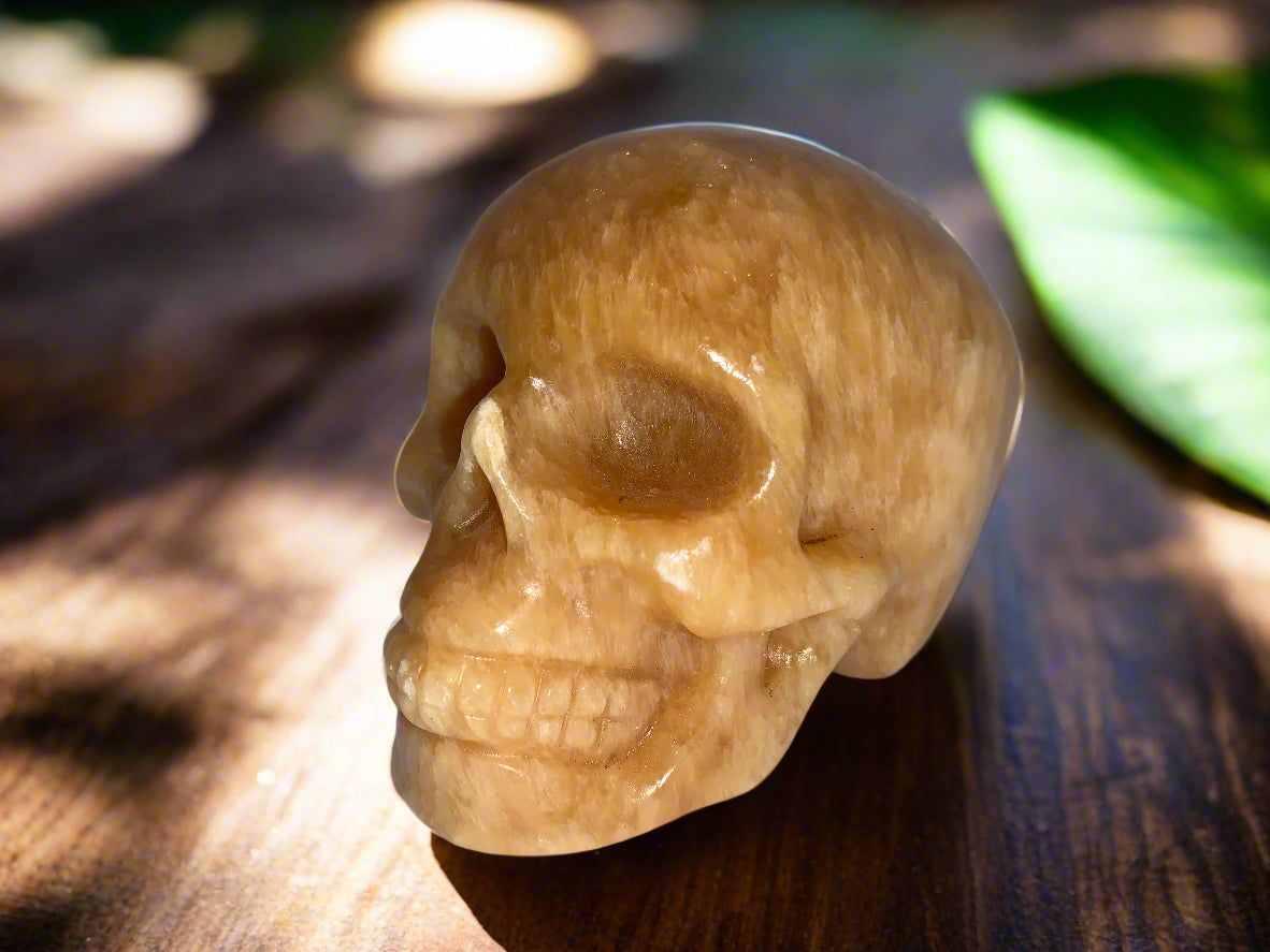 3.8" Orange Calcite Skull