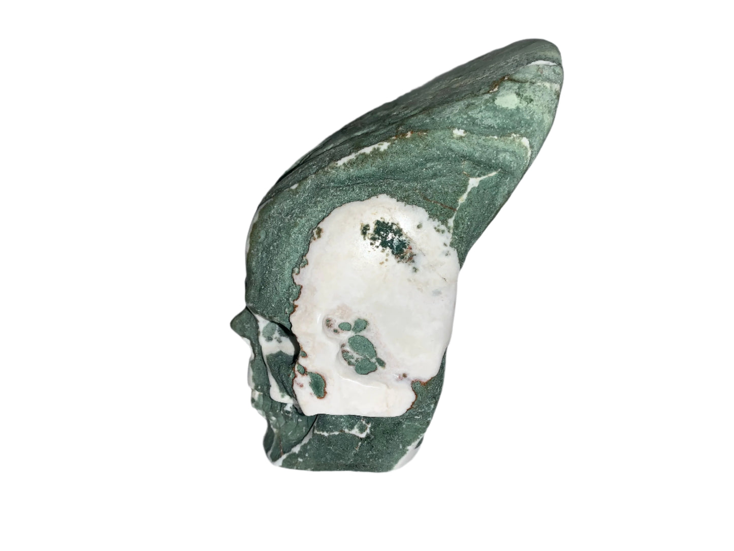 Cráneo de palma de jaspe cebra verde de 4,2"