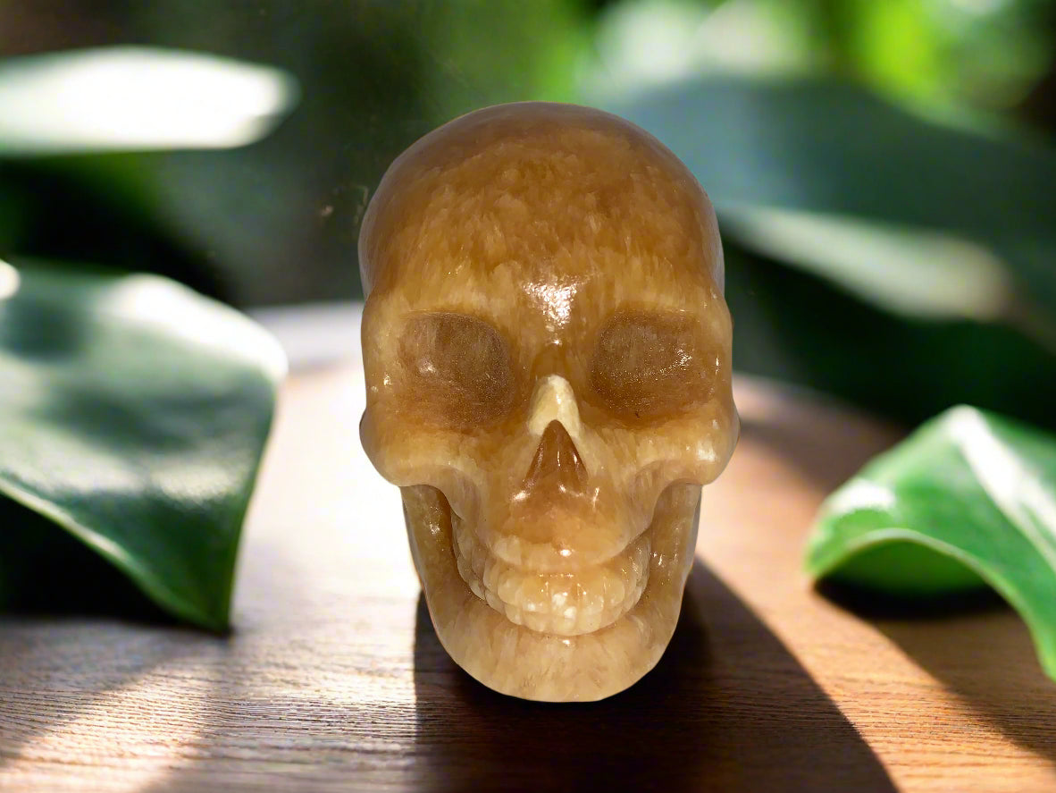 3.8" Orange Calcite Skull