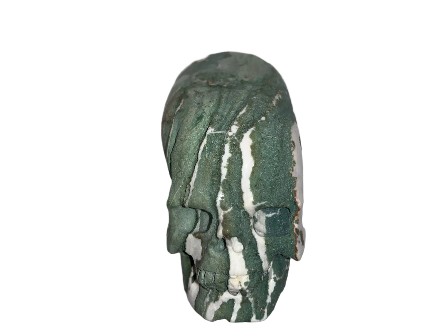 Cráneo de palma de jaspe cebra verde de 4,2"