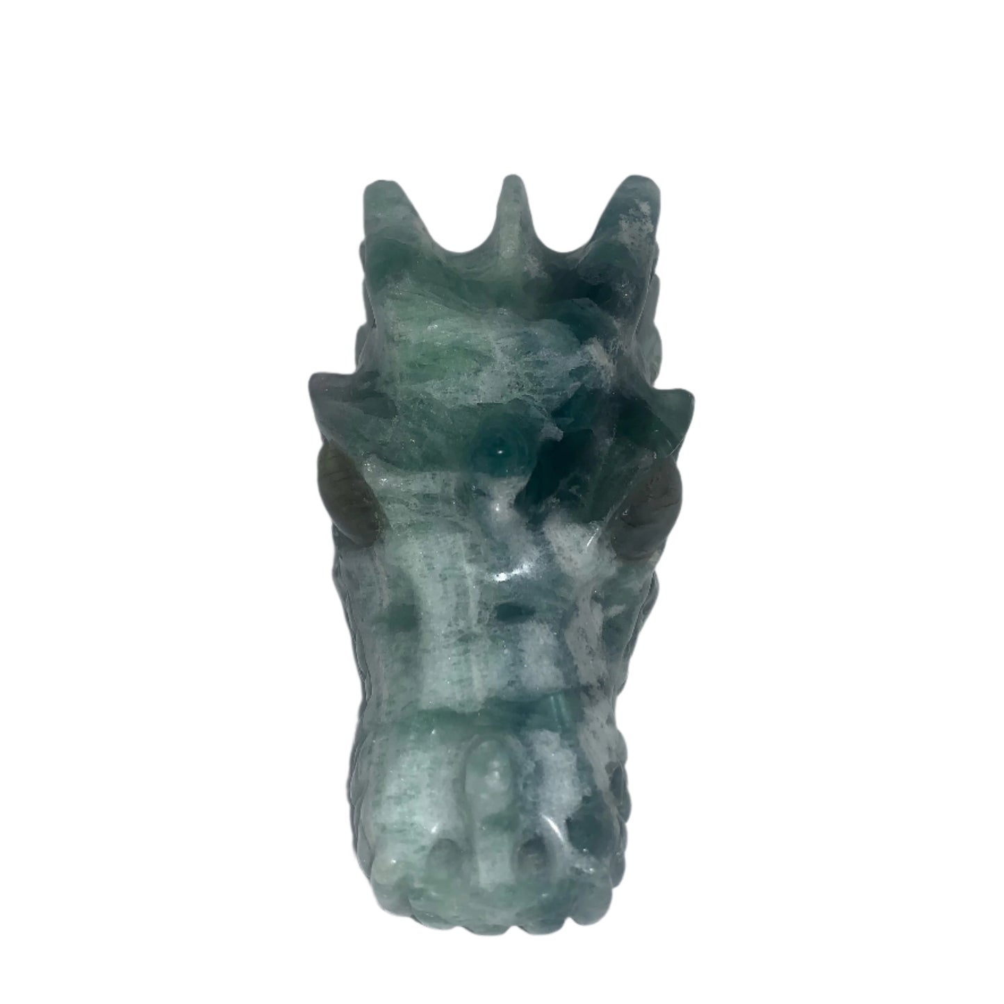 5.4" Fluorite Dragon Skull w/ Labradorite Eyes