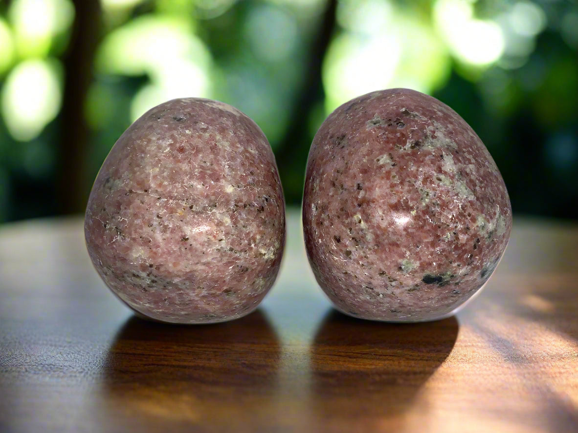4.4" Pair Of Gatekeeper Peach Blossom Sesame Jasper Skulls