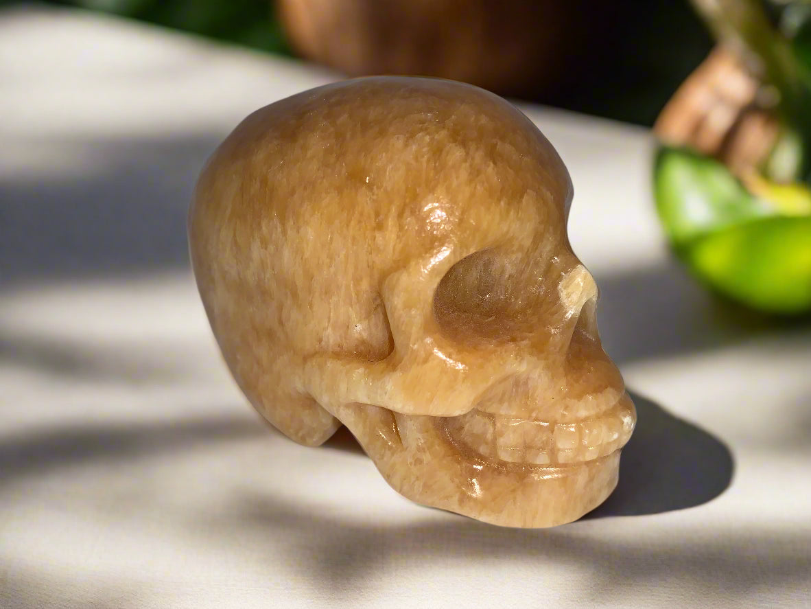 3.8" Orange Calcite Skull